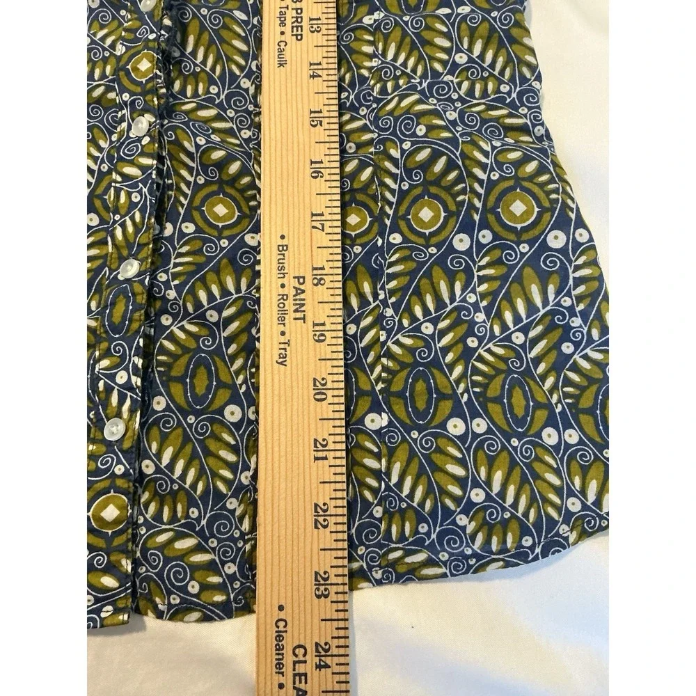 Banana Republic Blue Multi Floral Ruffled Neckline ‎ Pin-tucked Shirt XS